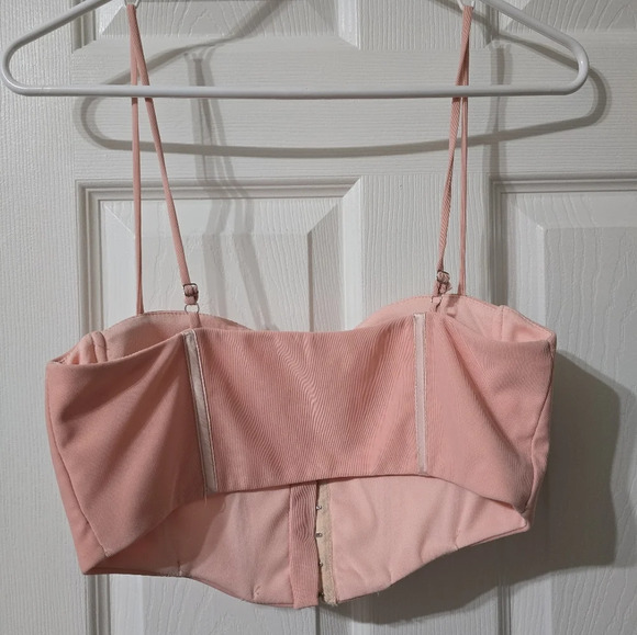 THATSSOFETCH Fallon Bustier Crop in Blush Pink, Mesh Overlay, Padded Cups, EUC! - Picture 4 of 9